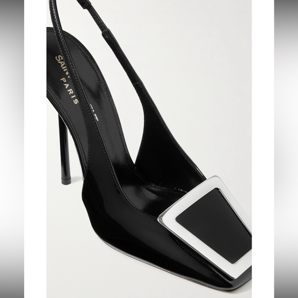 SAINT LAURENT Maxine buckle-embellished patent-leather slingback pumps US 9 - Picture 3 of 8